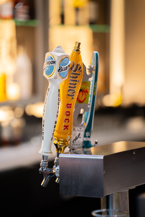 Tap handles at the hotel bar, ready for the crowd
